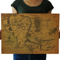 電影魔戒 指環王 霍比特人道具地圖中土世界藏寶圖 海報 裝飾畫