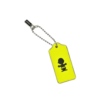 COACH X PEANUTS聯名Charlie Brown黃色全皮吊牌鑰匙圈