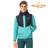【Hilltop 山頂鳥】男款遠紅外線發熱科技保暖棉連帽刷毛外套H22MX3灰綠