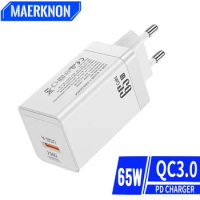 USB Charger GaN 65W Charger PD Type C Quick Charger 3.0 Fast Charging For iPhone 15 Xiaomi Samsung Huawei Wall Charger Adapter
