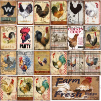 Le Coq Metal Sign Tin Plate Rooster Post Card Metal Poster Vintage Metal Sign Tin Plaque Shabby Wall Tin Stickers for Farm Decor