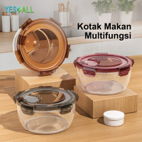 YESALL Lunch Box Set 2650ml Kotak Makan Bulat 4in1 Estetik Anti Bocor Vent Valve Microwave Safe
