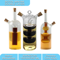 Botol Kaca Unik Glass Bottle Jar 150ml 300ml 350ml Dengan Penutup Kayu Double Layer