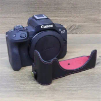Genuine Leather Camera Half Body Case For Canon EOS R50 EOSR50 Protective Shell Cover Fundas