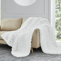Blankets Sofa Home Decor Blanket Luxury Soft Cozy Chenille Throw Blanket Gift - Machine Washable (White 60x80 In) Textile Garden