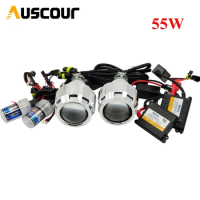 55w 2.5" hid bixenon Projector lens with shrouds 55w xenon kit ballast bulb car assembly kit fit for h1 h4 h7 car model Modify