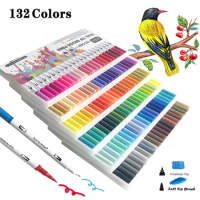 Dual Brush Pens Markers 132 Colors Art Marker Brush Fine Tip Art Coloring Markers for Kids Adult Coloring Book Art Supplies