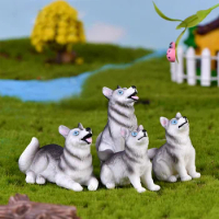 Simulation Siberian Husky Little Wolf Dog Action Figures Home Miniature Figurines Animal Model Desktop Decoration for Kids Toys