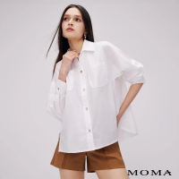 【MOMA】俐落寬版長袖襯衫(白色)