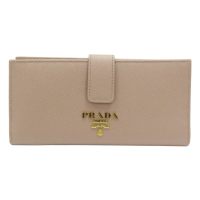 【二手名牌BRAND OFF】PRADA 普拉達 粉色 牛皮 雙折 長夾 1MV025