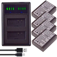 4pcs BLN1 BLN-1 Battery + LED USB DUAL Charger for Olympus BLN 1 BLN1 BCN1 BCN 1 E M5 E P5 OM D E M1 EM5 OMD EP5 Digital Camera