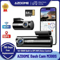 AZDOME M300S Dash Cam 4K+1080P Car Rear Camera Dash Cam 800MP Lens Built-in GPS WIFI Car DVR Voice Control Night Vision 후방카메라