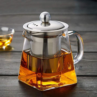 【日本代購】玻璃 茶壺 耐熱玻璃 304 不銹鋼帶注入器 紅茶壺 耐熱 耐冷 綠茶壺 帶濾茶器 (350ML)