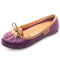 美國加州 PONIC&amp;Co. ELLA 防水輕量 娃娃鞋 雨鞋 紫色 防水鞋 懶人鞋 休閒鞋 環保膠鞋 平底 真皮滾邊