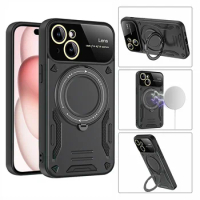 Magnetic Ring Holder Armor Cover For iphone 11 12 13 14 Plus 15 Pro Max Wireless Charging Camera lens Protective magsafe cases
