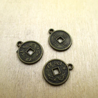 25pcs--17*14mm Chinese Ancient Coins Zheng Tong Lucky Coins For Wealth And Health Car Pendant Lucky DIY charms antique bronze