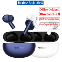 New Realme Buds Air 5 Bluetooth 5.3 Earphone IPX5 45ms Super Low Latency 50dB Active Noise Cancellation 38 Hours Battery Life