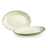【IBILI】橢圓琺瑯餐盤 米綠30cm(餐具 器皿 盤子)