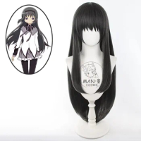 Puella Magi Akemi Homura cosplay wig Madoka Magica role play black long straight hair costumes