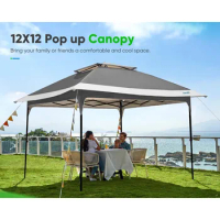 12 x 12 Pop up Gazebo Canopy, Set up Portable Instant Folding Shelter, Outdoor Canopy Tent with Extra Shade for Backyard Canopy