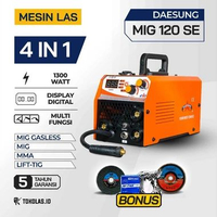 Mesin Las Multifungsi 4 in 1 Stainless Besi Daesung MIG 120 SE GS GASLESS 145 XL 160 A Trafo Inverte