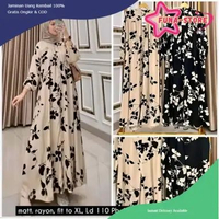 [P R O M O] Gamis Lybel Midi Flower Dres Rayon Premium viral gamis muslim kekinian gamis wanita gami