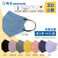 【興安】成人3D立體醫療口罩 台灣製 細繩耳帶 多款任選 50入/盒