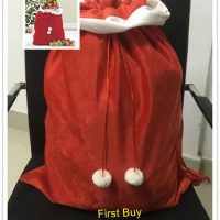 20pcs/lot new arrival good quality monogram personalize red velvet santa sack with pompom Christmas gift bag