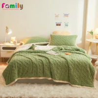 Winter Warm Thick Blankets Cashmere Blanket Soft Throw On Sofa Cover Bed Cover Double Sided Solid Color Wool Blanket Bedspread