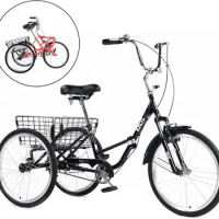 ZUKKA Adult Folding Tricycle 20 inch Single Speed Foldable Trikes 3 Wheel Cruiser Bikes with Large Rear Basket for Women Men