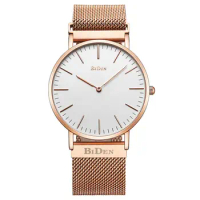 Luxury BIDEN Brand New Arrival Simple Design Men's Business Quartz Wrist Watch Rose Gold Stainless Steel Strap Watch Nice Gift