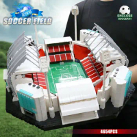 MOC Old Trafford Soccer Field Manchester United Barcelona FC Football Stadium Model Difficult Assembling Building Block Toy