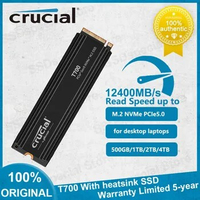 NEW Crucial T700 With Heatsink Gen5 NVMe M.2 SSD 1TB 2TB 4TB Read Up to 11,700 MB/s for Desktop Gaming Photography Video Editing