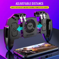 Six Finger For PUBG mobile Phone Game Controller Gamepad Trigger Shooting Gaming Button Cooling Fan Joystick For IOS/Android, PC