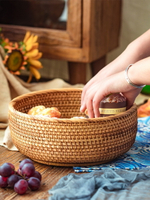 越南藤編收納筐手工編織水果籃客廳家用茶幾零食籃竹編籃子水果盤