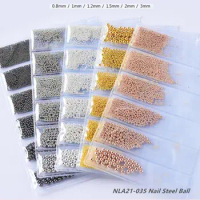 6 Slot Pack Multi-Size Steel Metal Ball Nail Decoration 0.51mm,2mm Caviar Bead nail supplies, nail decor caviar small round ball
