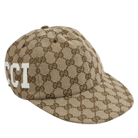 GUCCI 經典緹花帆布時尚造型棒球帽/遮陽帽(駝色/棕)