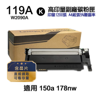 【HP 惠普】W2090A 119A 黑色 高印量副廠碳粉匣 內含晶片 直接讀取 可看存量 適用 150A 178nw