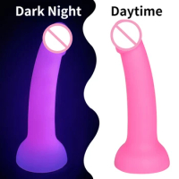 TleMeny Fluorescent Realistic Dildo Anal Masturbator Sex Toys For Couples Crystal Jelly Dildo Penis Luminous Dildo For Women Men