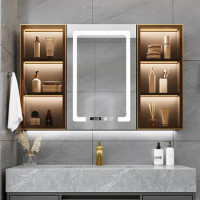 Bath Dressing Mirrors Bathroom Cabinet Storage Drawer DisplayTouch Screen Mirror Smart Demist Vanity Mirror Bathroom Furniture