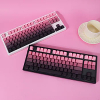 1 Set Strained Bean Paste Pink Keycaps OEM Profile Top/Side Print PBT Custom Keycap For Mechanical Keyboard GK64 Anne Pro 2 GH60