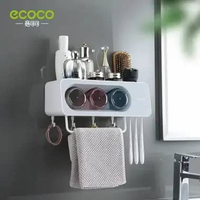 ECOCO Toothbrush rack (Transparent) - Rak sikat gigi rak kamar mandi dengan gelas 3 Cup Grey