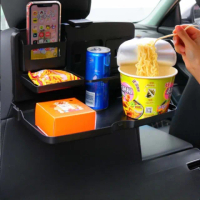 加厚款汽車椅背折疊餐盤 後座兒童食物飲料手機萬用支架(2入)