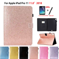 Glitter Case For iPad Pro 11" (2018) A2013 A1934 A1980 A1979 Cover For iPad Pro 11 inch 2018 Funda Tablet Stand Coque +Film+Pen