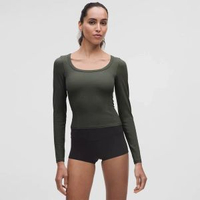 Smooth and Ribbed Nulu 女士羅紋長袖 T 恤丨lululemon丨LW3IC0S-棕櫚綠 2