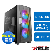 華碩Z790平台[猩紅遊俠]i7-14700K/64G/RTX 4070/2TB_M2