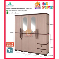 Lemari Pakaian Plastik 4 Pintu Olymplast OTC 4P Wood