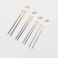 10 pcs / lot #26 #24 #22 # 28 golden tail Needles for aida 9ct 11ct 14ct 18ct fabric cross stitch blunt embroider