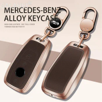 Metal Leather Car Remote Key Case Cover Shell Fob For Mercedes Benz E Class W213 E200 E260 E300 E320 Keychain Auto Accessories