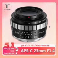 TTArtisan APS-C 23mm F1.4 MF Fast Documentary Lens for Fuji X-E2 Sony A6600 Canon M5 Nikon Z50 Olympus E-M5